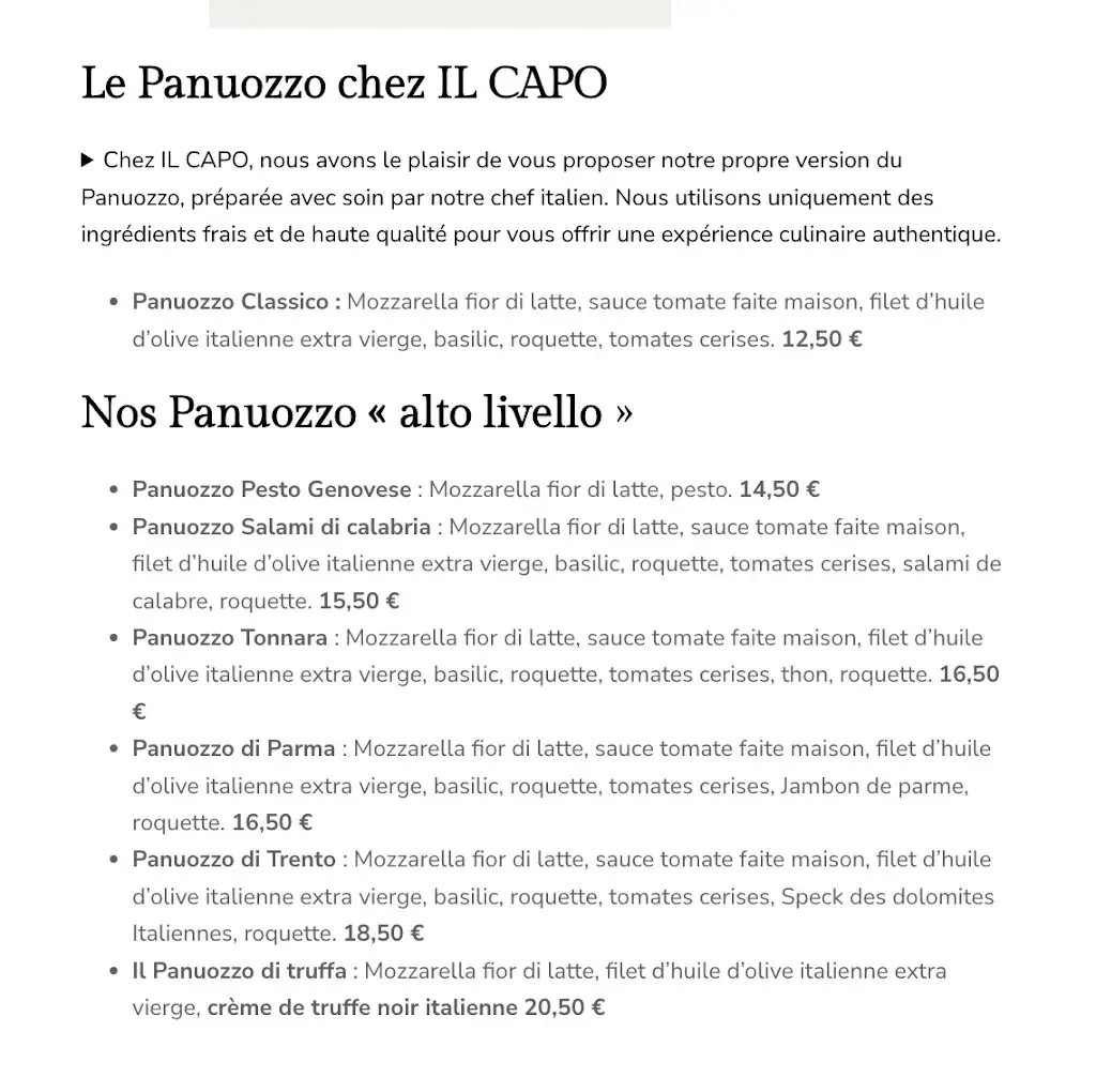 Menu_Il Capo Pizzeria – Ristorante del mondo | Restaurant & Buffet | Salles climatisées – Terrasse ombragée – Parking privé_Décines-Charpieu_immagine_3