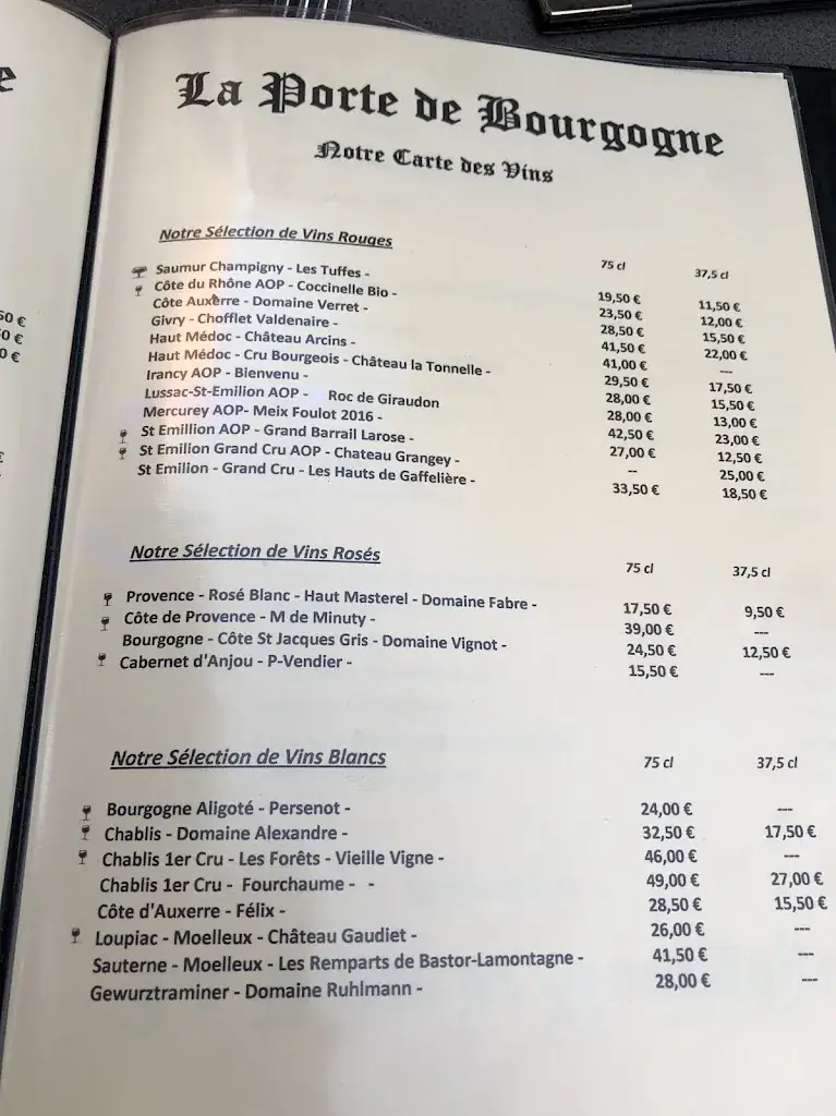 Menu_LA PORTE DE BOURGOGNE_Moret-sur-Loing_imagen_2