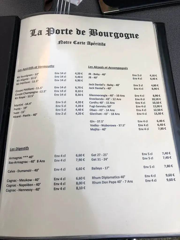 Menu_LA PORTE DE BOURGOGNE_Moret-sur-Loing_imagen_3