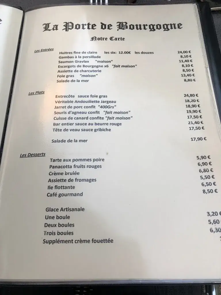 Menu_LA PORTE DE BOURGOGNE_Moret-sur-Loing_imagen_4