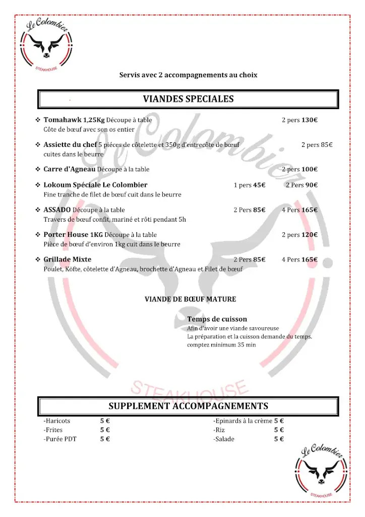 Menu_Le Colombier Steakhouse_Mitry-Mory_immagine_1