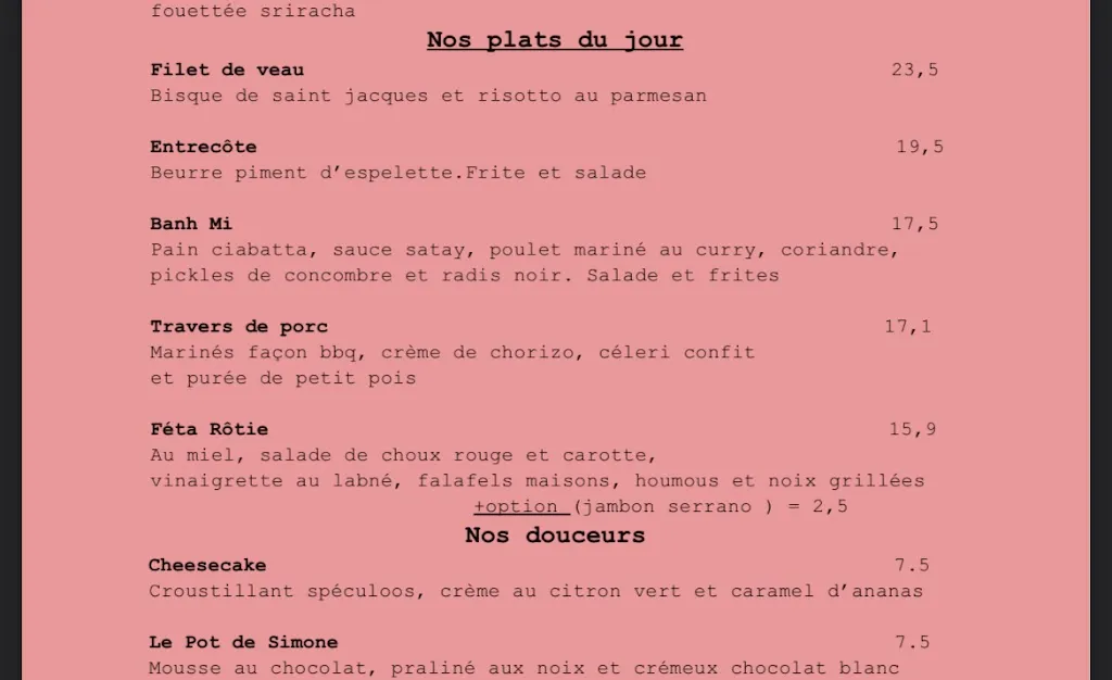 Menü_Simone de Montrouge_Montrouge_Bild_1