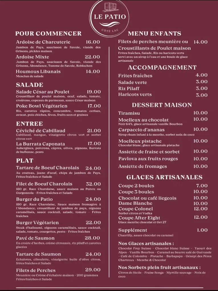 Menu_Le Patio Côté Lac_Thonon-les-Bains_image_1