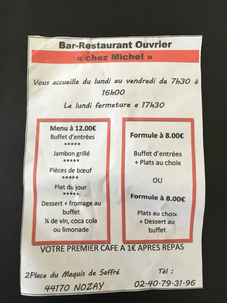 Menu_Chez Michel Resto Ouvrier_Nozay_image_1