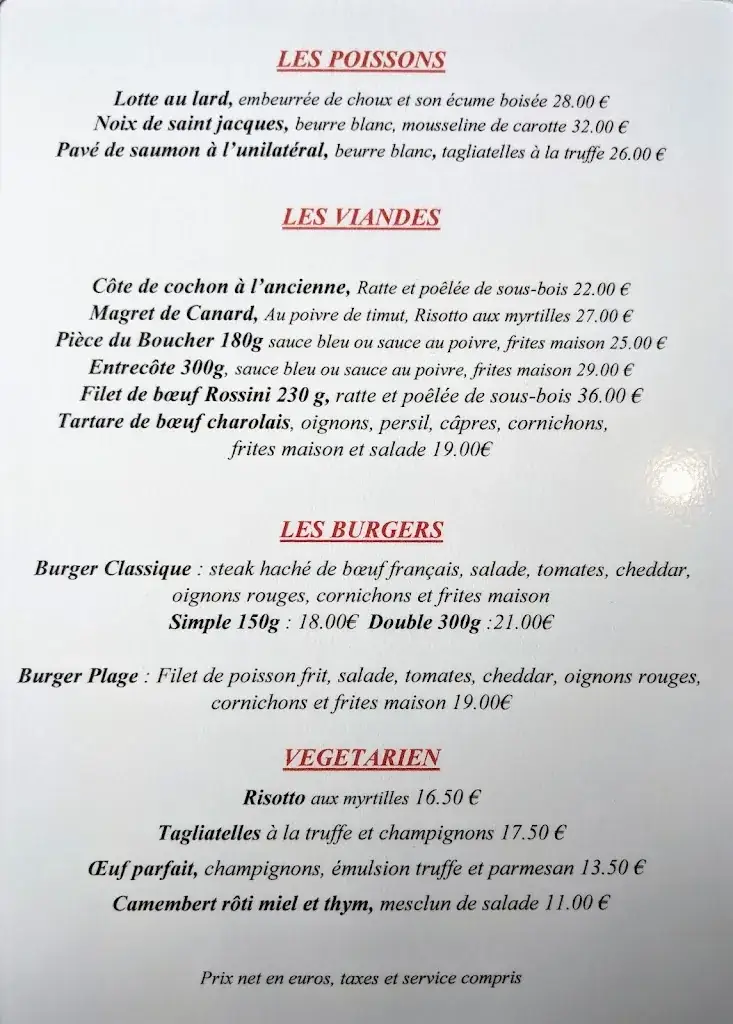 Menu_Restaurant de la Plage_L'Isle-Adam_image_1