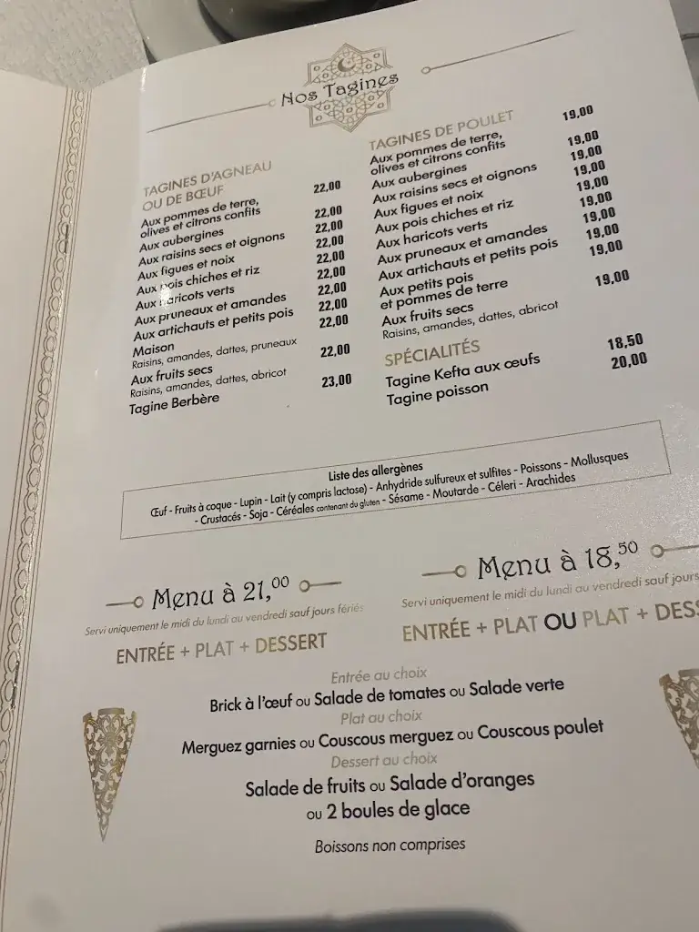 Menu_L'Etoile du Maroc Restaurant Marocain Pontault Combault_Pontault-Combault_image_1
