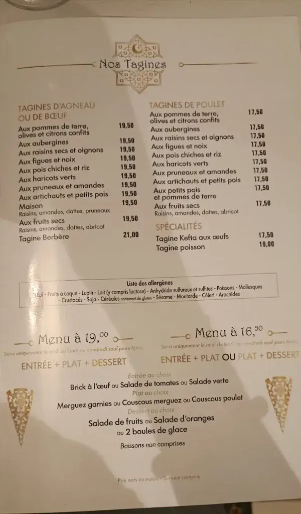 Menu_L'Etoile du Maroc Restaurant Marocain Pontault Combault_Pontault-Combault_image_3