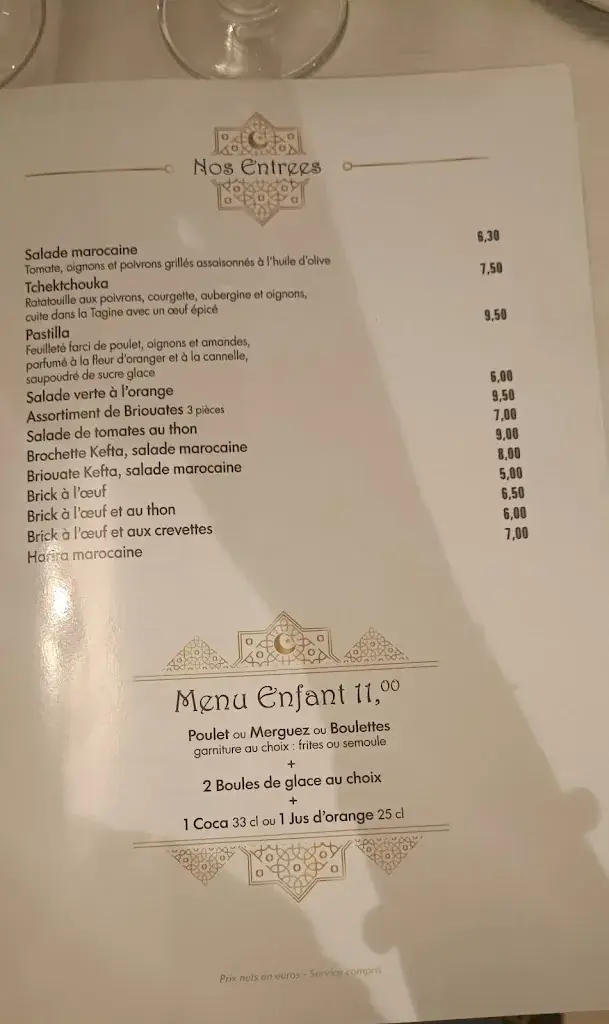 Menu_L'Etoile du Maroc Restaurant Marocain Pontault Combault_Pontault-Combault_image_4