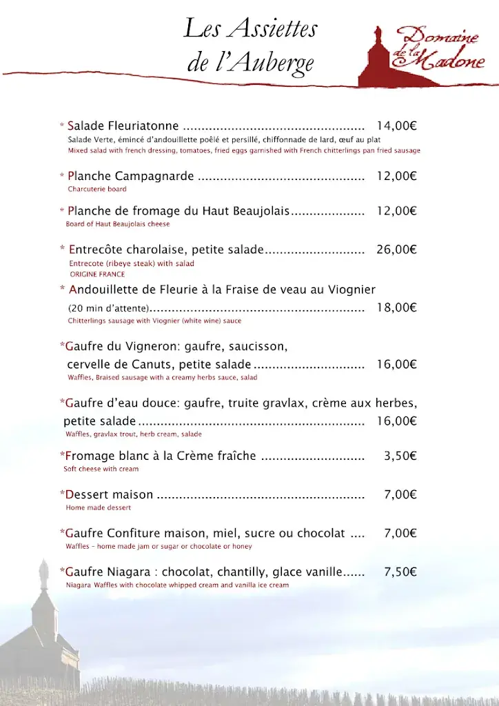 Menu_Domaine de la Madone - Auberge- Beaujolais Winegrower_Fleurie_image_1