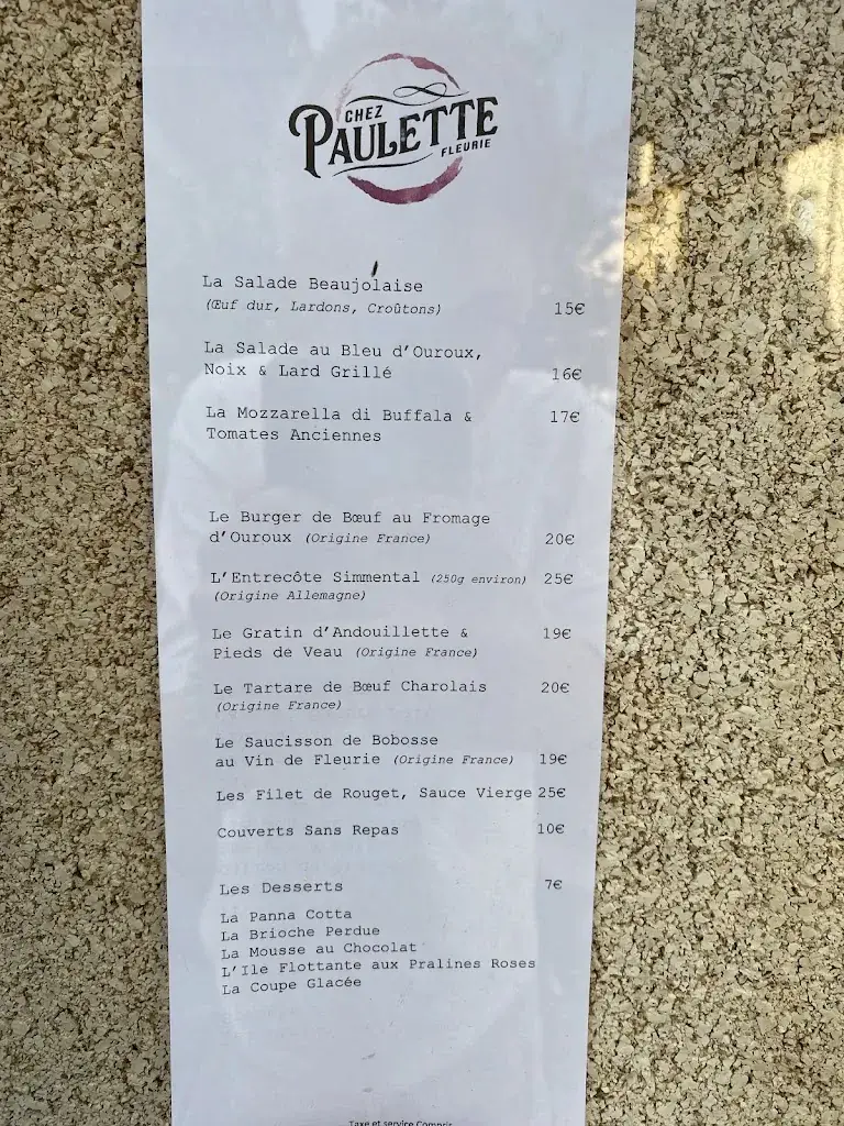 Menu_Chez Paulette_Fleurie_image_1