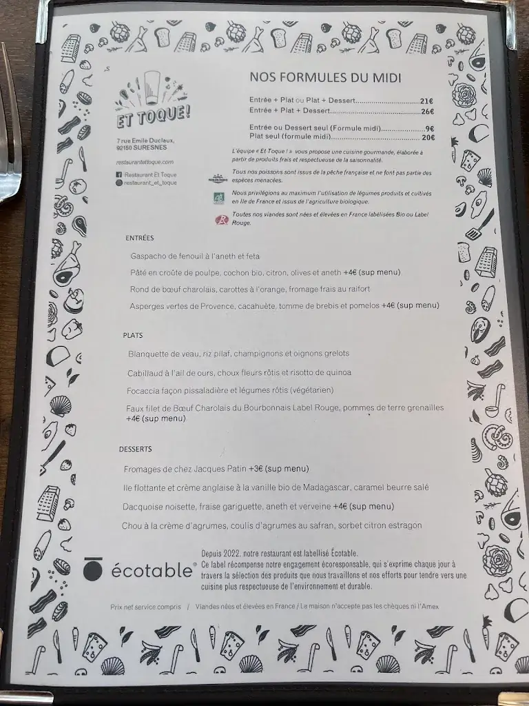 Menu_Et Toque ! Restaurant Suresnes / Puteaux_Suresnes_image_3