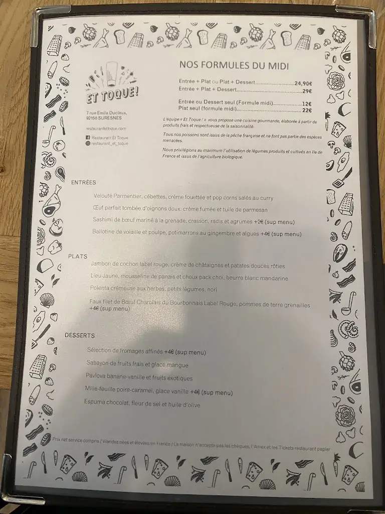 Menu_Et Toque ! Restaurant Suresnes / Puteaux_Suresnes_image_4