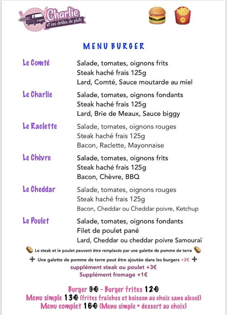 Menu_Charlie et ses drôles de plats_Quincy-Voisins_image_1