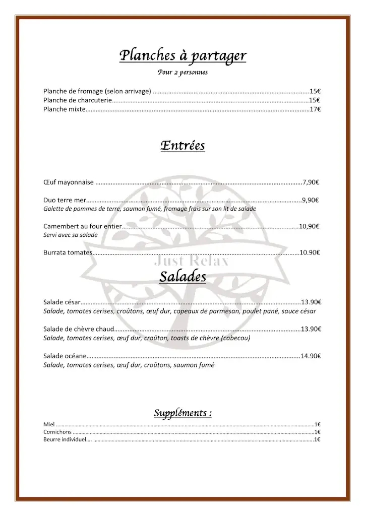 Menu_Just Relax - Restaurant & Lounge_Pantin_immagine_2