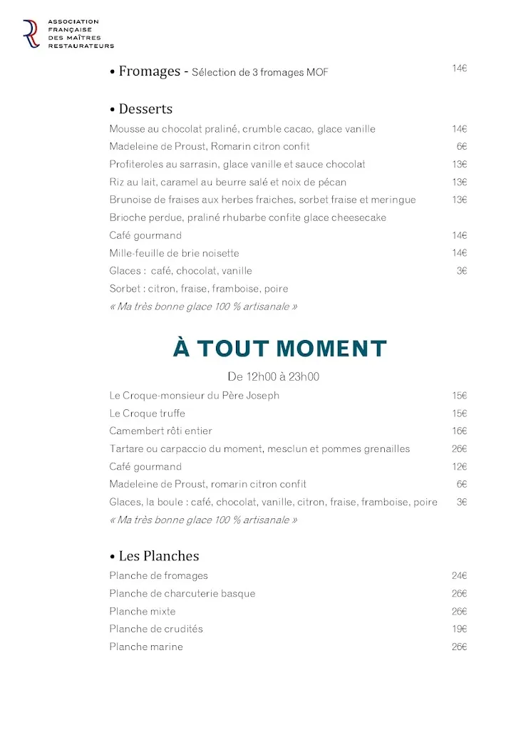 Menu_Le Père Joseph Restaurant bar-lounge_Rueil-Malmaison_image_2