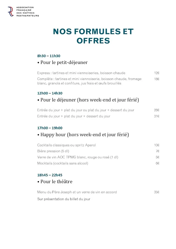 Menu_Le Père Joseph Restaurant bar-lounge_Rueil-Malmaison_image_3