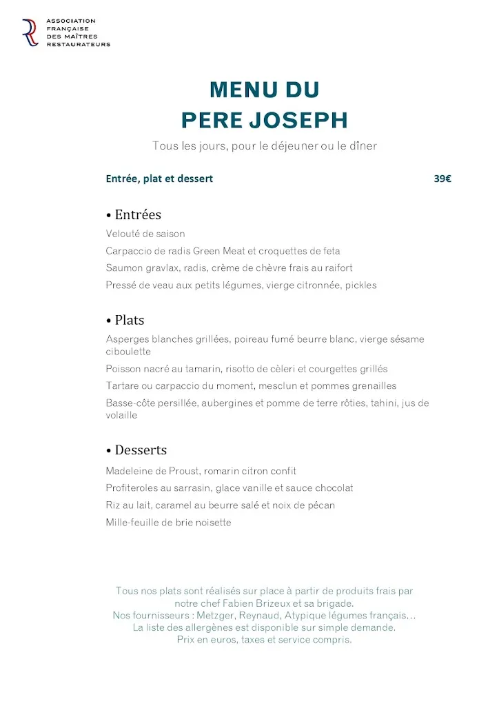 Menu_Le Père Joseph Restaurant bar-lounge_Rueil-Malmaison_image_4
