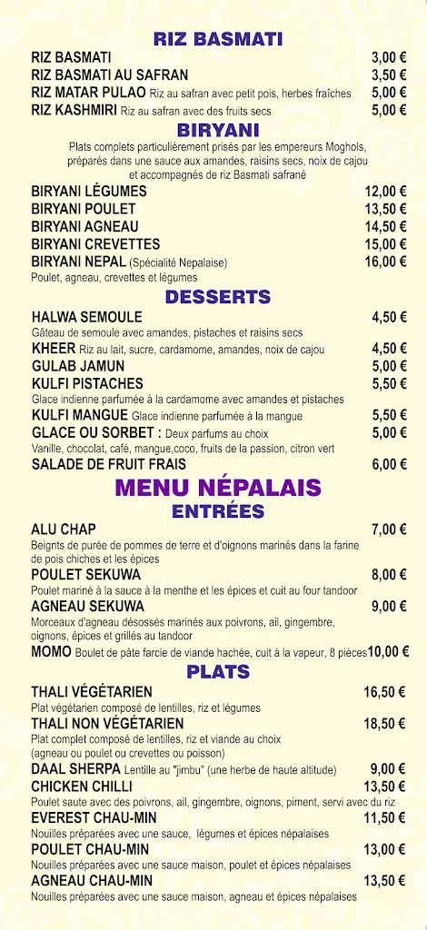 Menu_Restaurant Namaste Nepal_Romainville_image_1