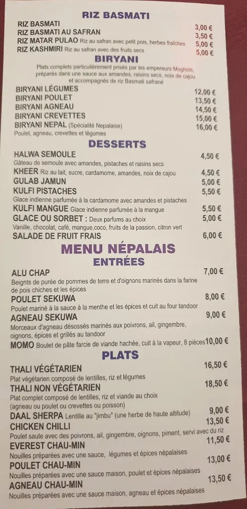 Menu_Restaurant Namaste Nepal_Romainville_image_4