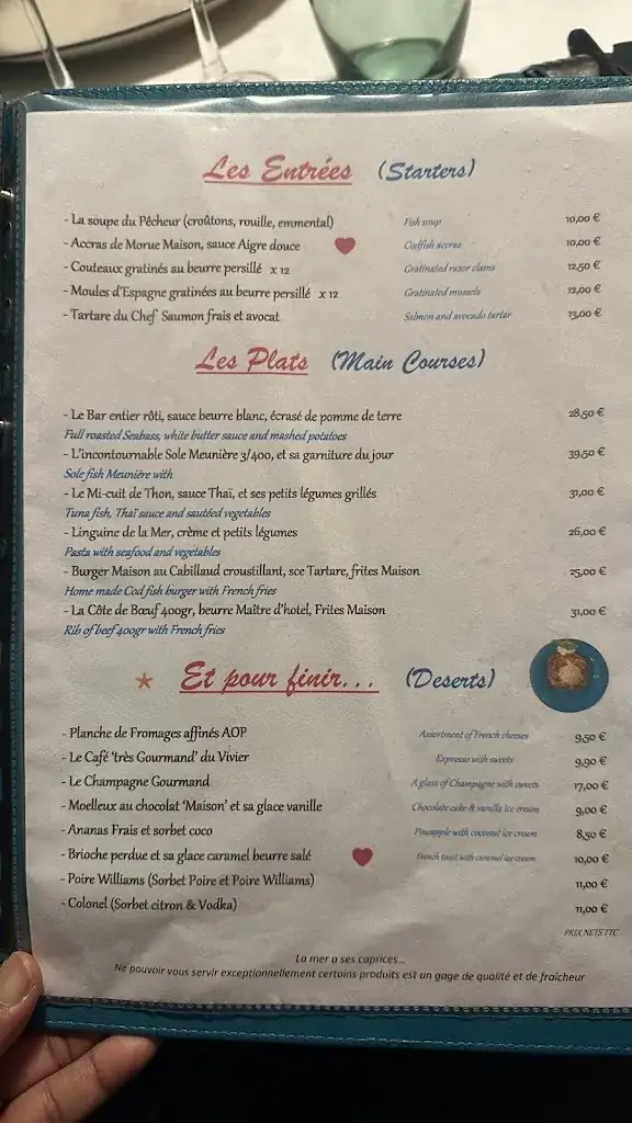 Menu_LE VIVIER DE LA MER_Roissy-en-France_image_2