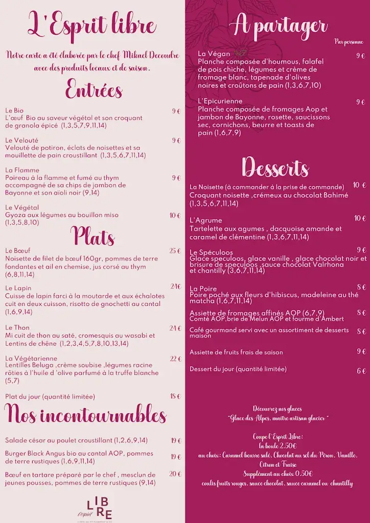 Menu_l'Esprit Libre Restaurant at Aiden by Best Western_Roissy-en-France_immagine_2
