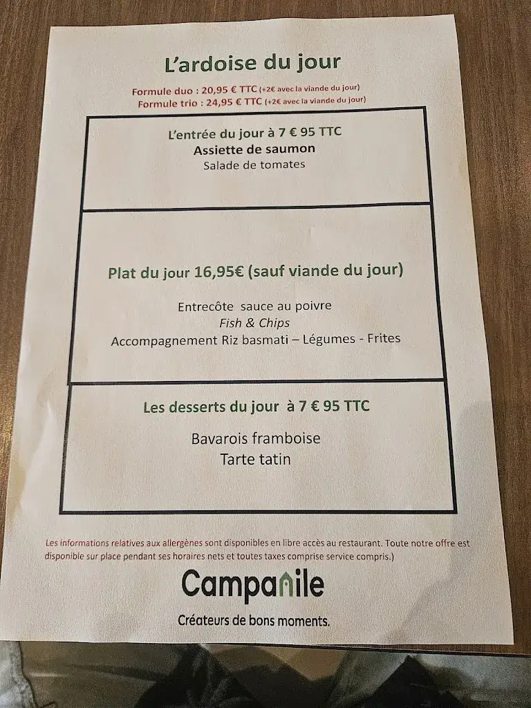 Menu_Restaurant Campanile Roissy en France_Roissy-en-France_image_1