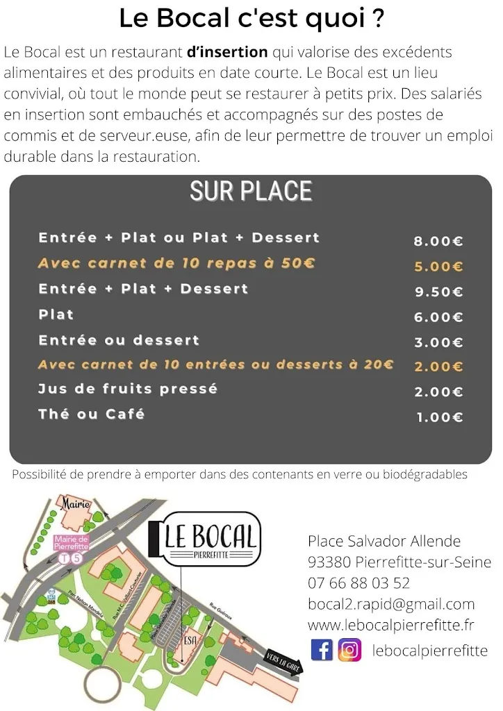 Le Bocal Pierrefitte- Restaurant Anti-Gaspi d’insertion restaurant in Saint-Denis