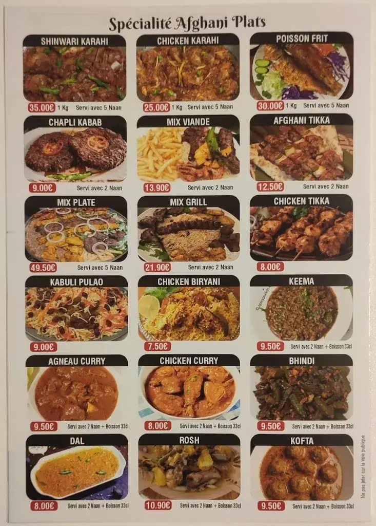 Menu_Afghan Darbar Restaurant_Saint-Denis_image_3
