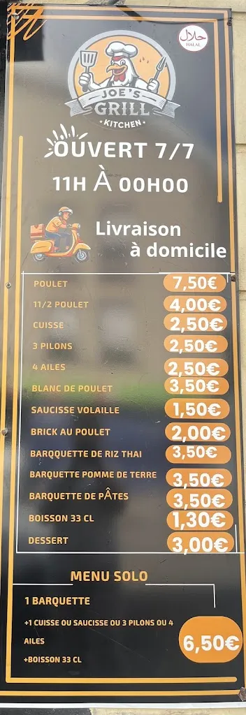 Menü_JOE’S GRILL KITCHEN_Saint-Denis_Bild_1