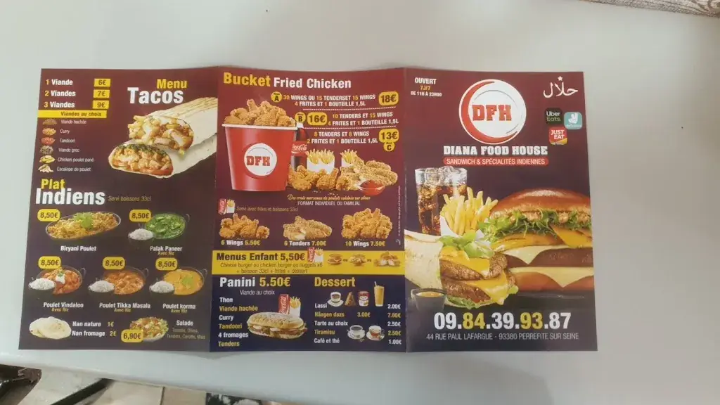 Menu_Diana food house_Saint-Denis_image_1