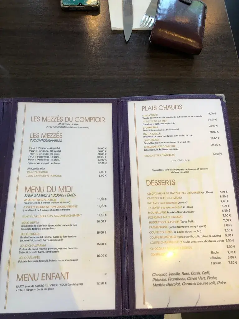 Menu_Comptoir Libanais Échirolles - Restaurant Le Libanais à Échirolles_Échirolles_image_2