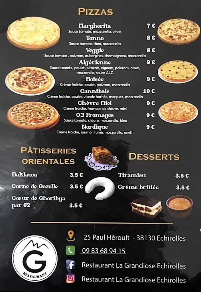 Menü_RESTAURANT LA GRANDIOSE_Échirolles_Bild_1