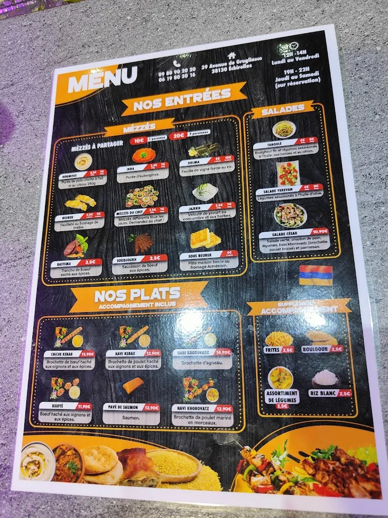 Menü_Restaurant Naïri_Échirolles_Bild_1