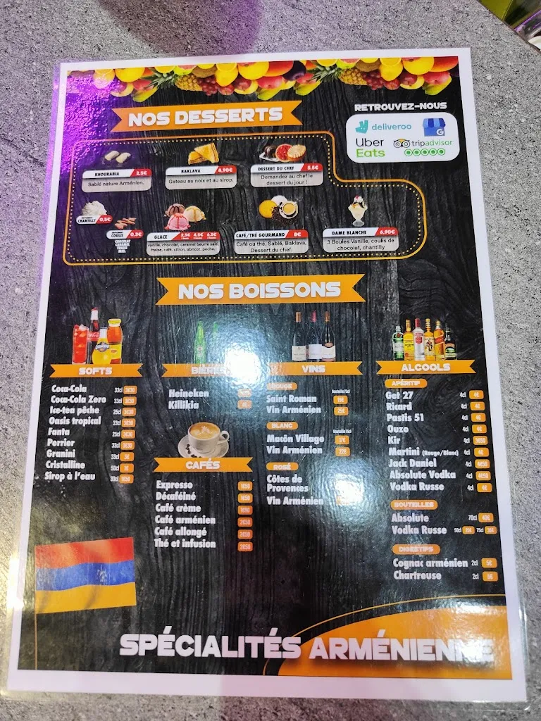 Menü_Restaurant Naïri_Échirolles_Bild_2