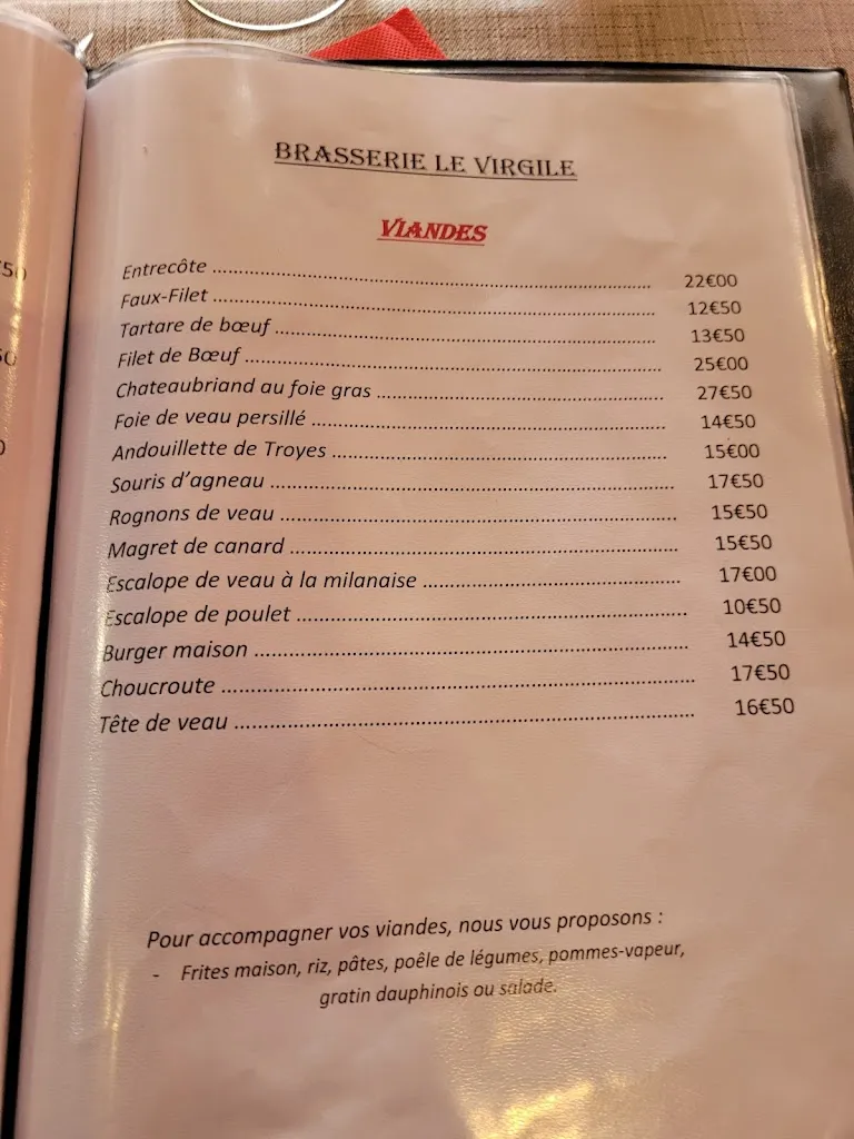 Menu_Brasserie Restaurant Chez Virgile_Rosny-sous-Bois_image_1