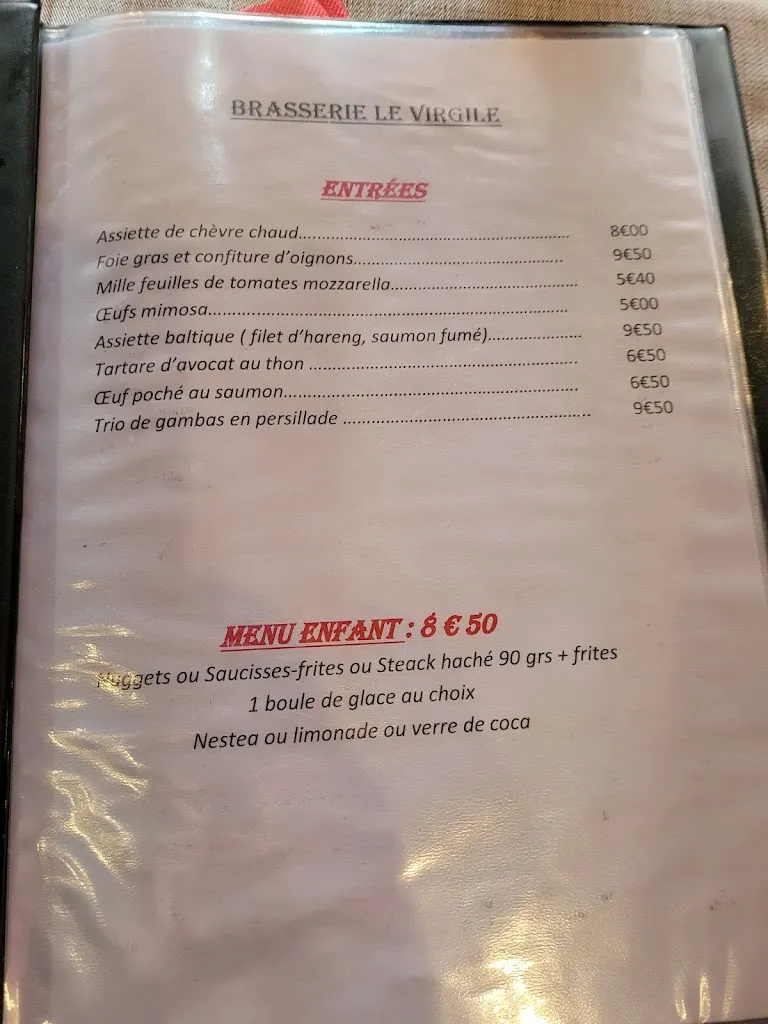 Menu_Brasserie Restaurant Chez Virgile_Rosny-sous-Bois_image_2