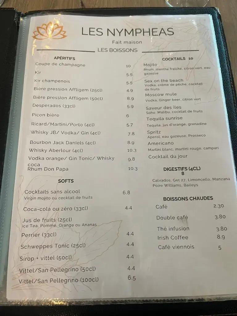 Menü_Restaurant Les Nympheas_Saint-Thibault-des-Vignes_Bild_1