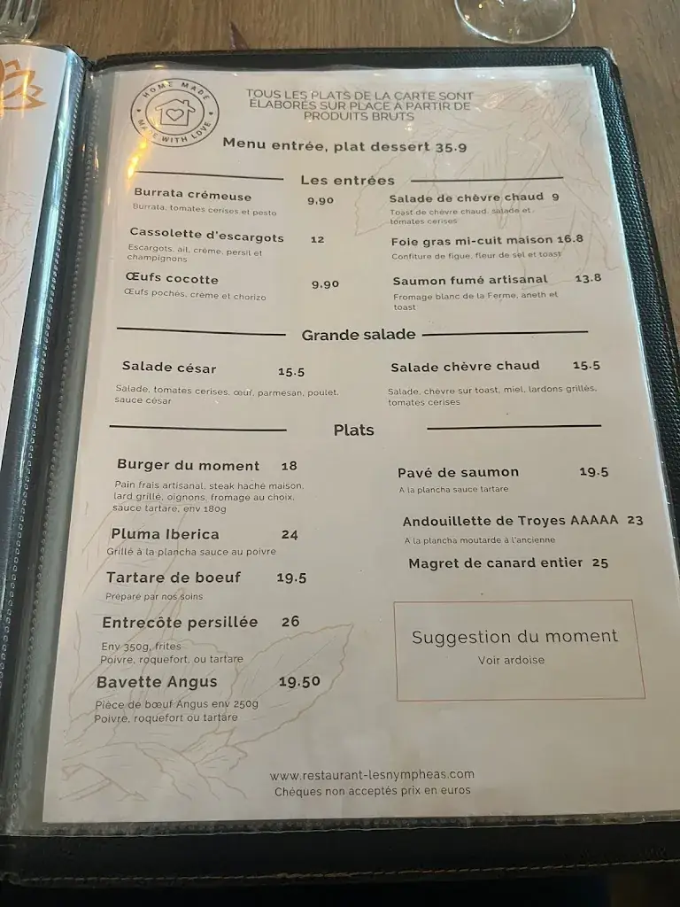 Menü_Restaurant Les Nympheas_Saint-Thibault-des-Vignes_Bild_2