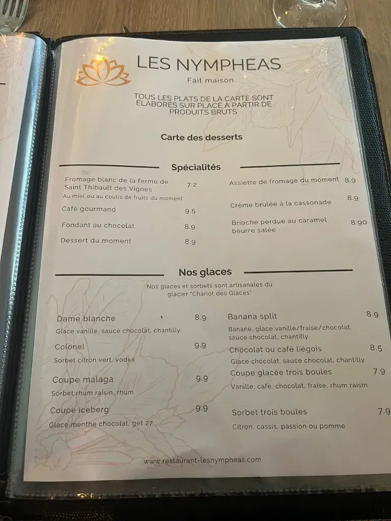 Menü_Restaurant Les Nympheas_Saint-Thibault-des-Vignes_Bild_3