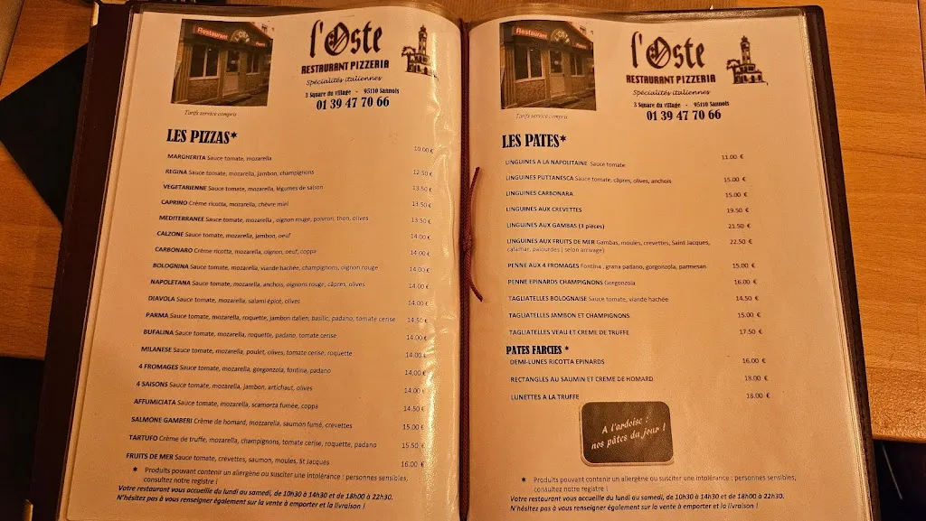 Menu_OSTE - Restaurant Italien_Sannois_image_2