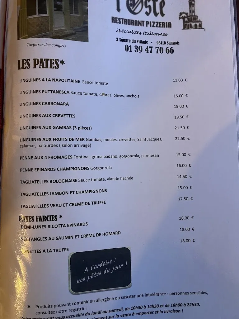 Menu_OSTE - Restaurant Italien_Sannois_image_3
