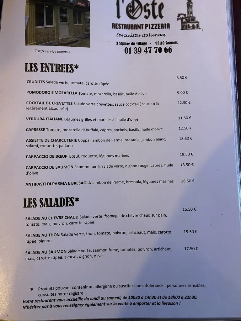 Menu_OSTE - Restaurant Italien_Sannois_image_4