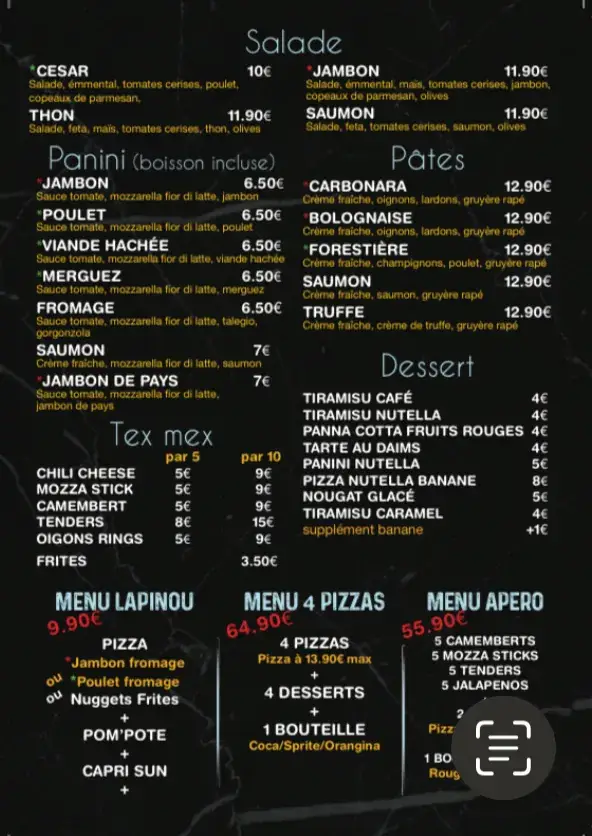 Menu_La Martingale_Survilliers_image_1