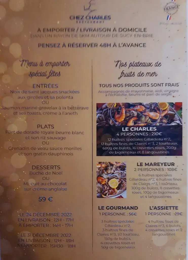 Menu_Restaurant Chez Charles_Sucy-en-Brie_immagine_4