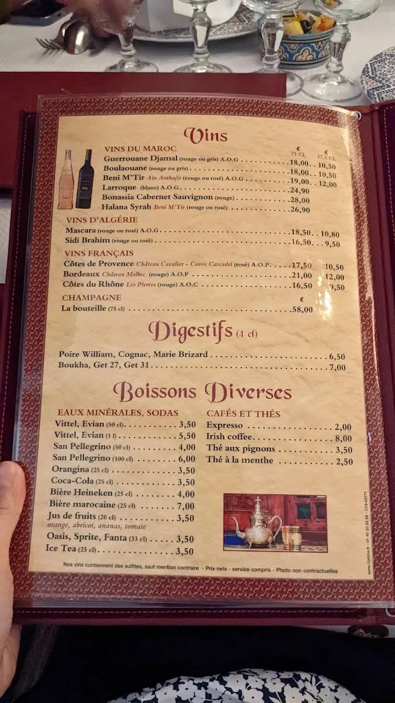 Menu_La Tour du Maroc_Villebon-sur-Yvette_image_2