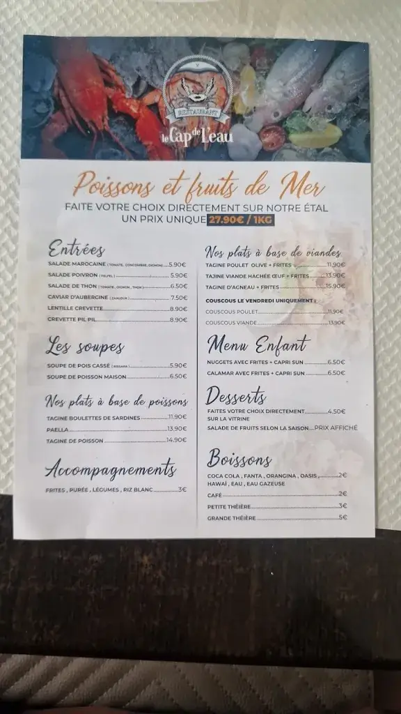 Menu_LE CAP DE L'EAU_Sevran_image_1