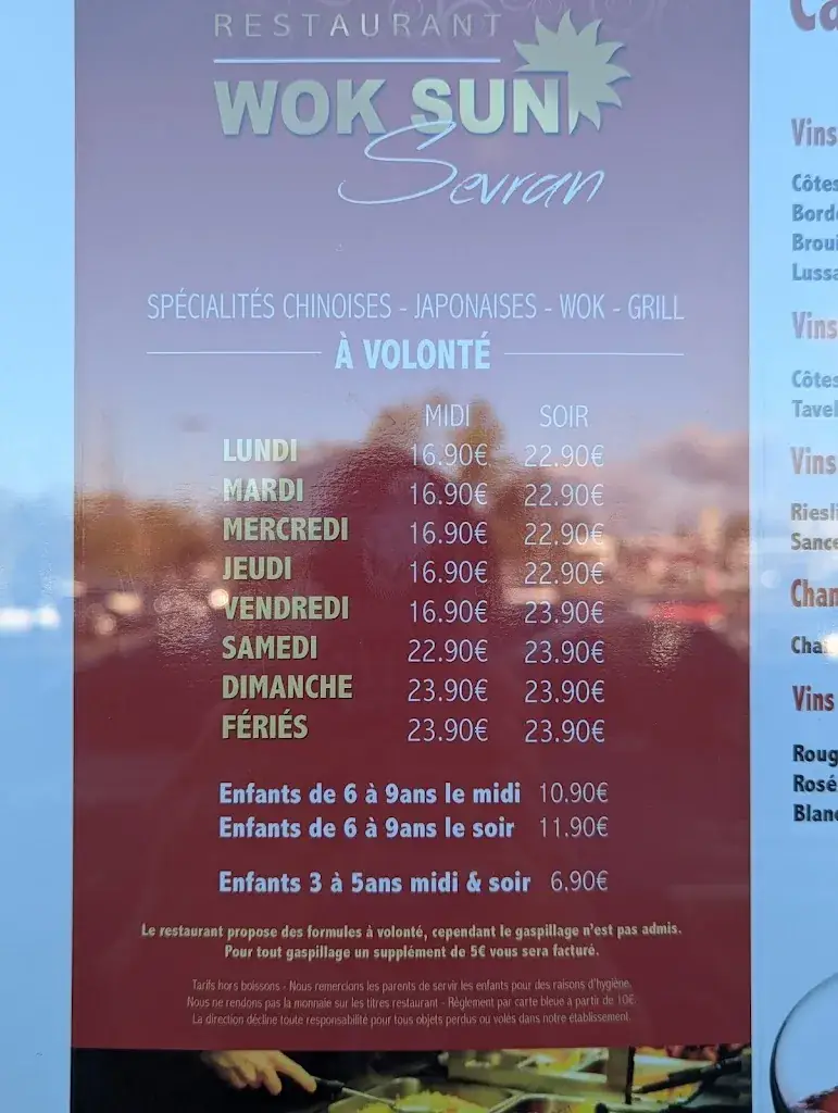 Menu_WOK SUN SEVRAN - Buffet à volonté_Sevran_image_1