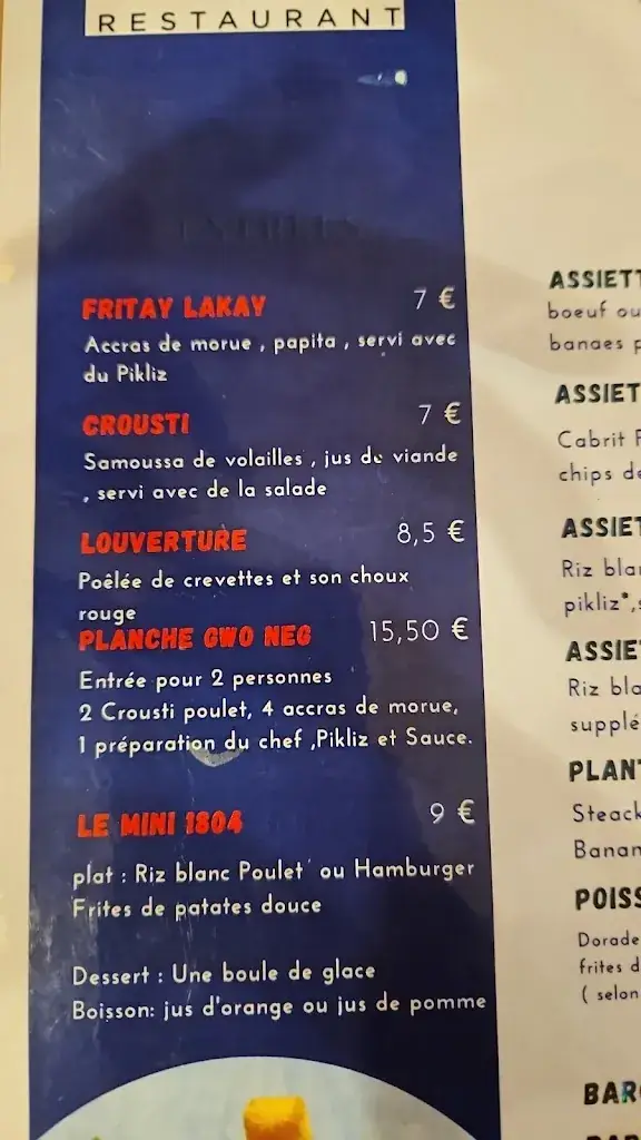 Menü_Le 1804 Restaurant Haïtien_Livry-Gargan_Bild_1