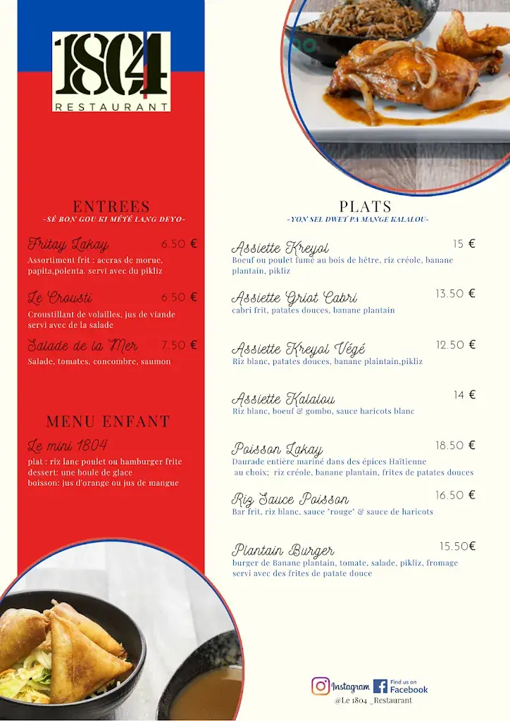 Menü_Le 1804 Restaurant Haïtien_Livry-Gargan_Bild_3