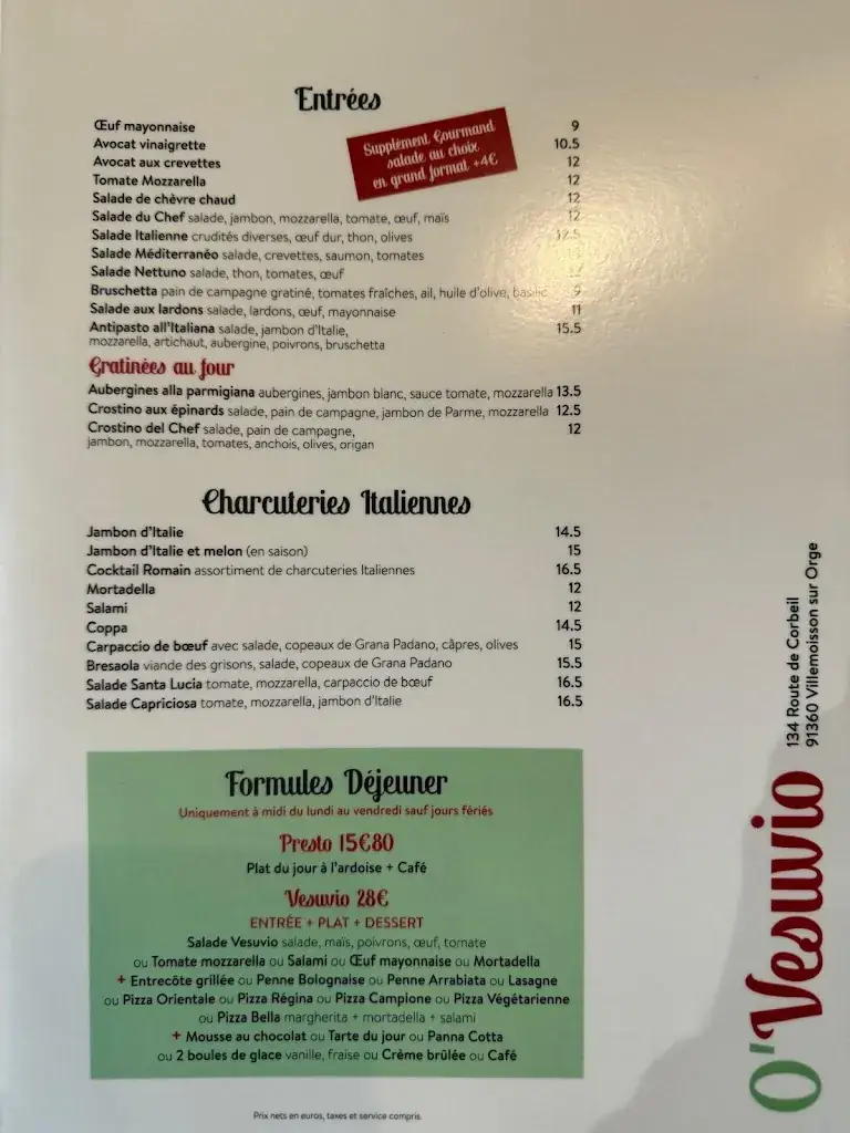 Menu_O'Vesuvio | Restaurant italien & Pizzas au feu de bois_Villemoisson-sur-Orge_immagine_2
